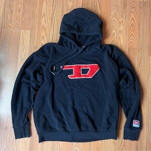 Diesel Black Hoodie Red Emblem Logo Size Large